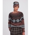 SUÉTER DE PUNTO JACQUARD CON ESTAMPADO DE ROMBO Y PEDRERÍA - ermanno firenze