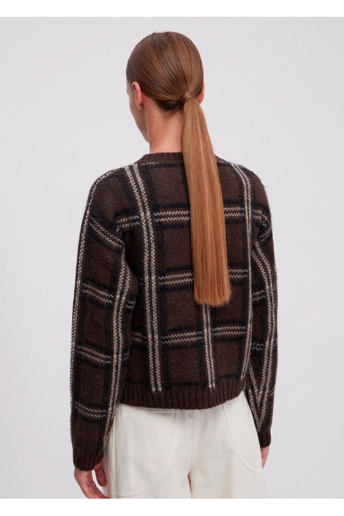 SUÉTER DE JACQUARD ESCOCÉS CON BORDADO DE JOYAS - ermanno firenze