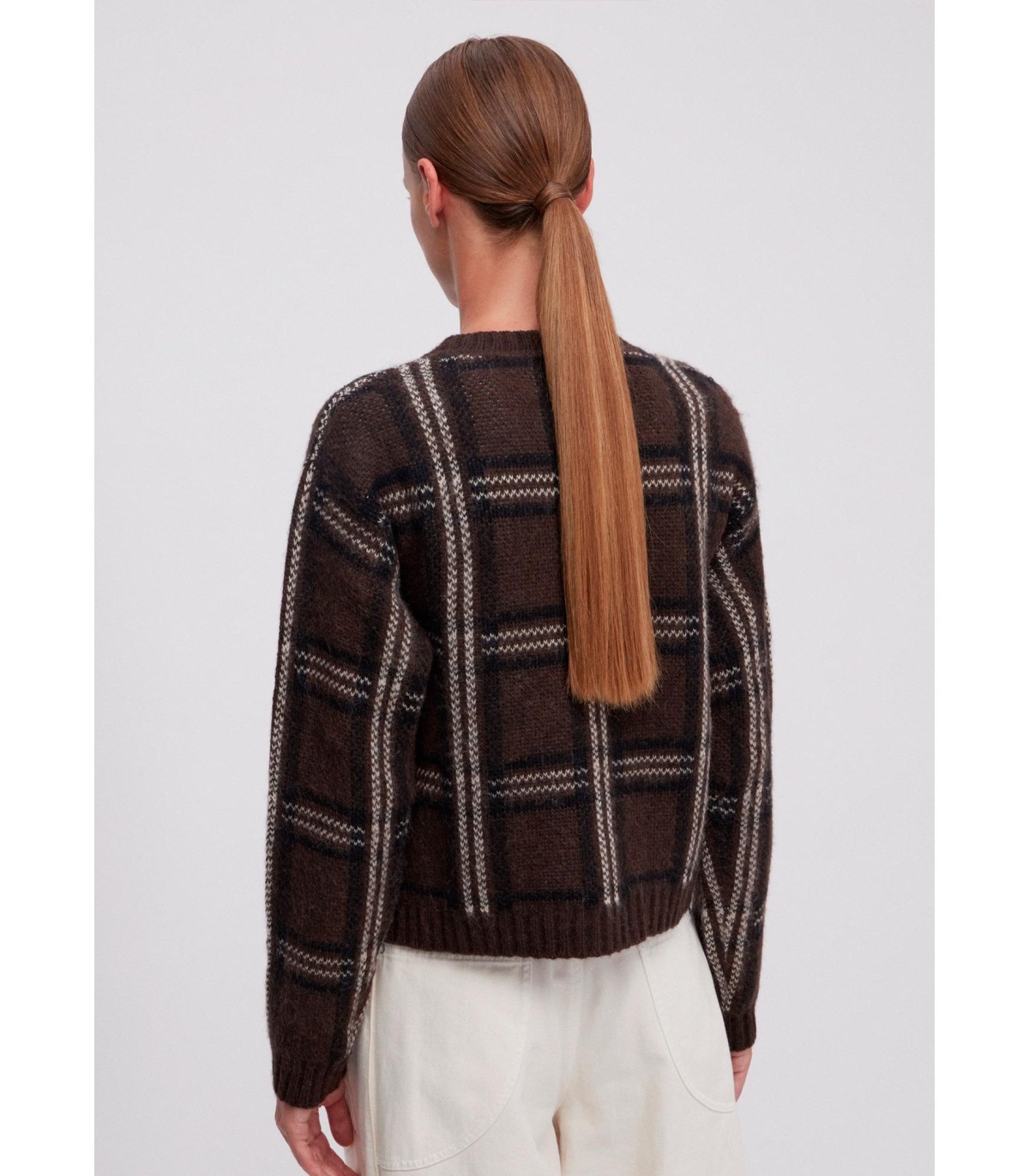 SUÉTER DE JACQUARD ESCOCÉS CON BORDADO DE JOYAS - ermanno firenze