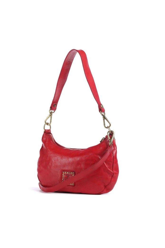 Bolso de hombro cuero de vaca graneado rojo - Campomaggi