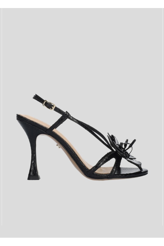 SandaliaTulipa Heel Sandals 95 con flor de piel - Lola Cruz