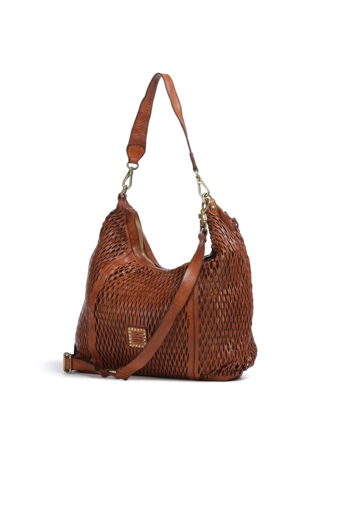 Bolso de hobo cuero de vaca graneado cognac - Campomaggi