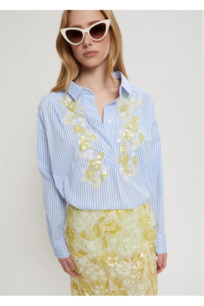 Camisas de rayas con bordado de lentejuelas - Ermanno  Firenze