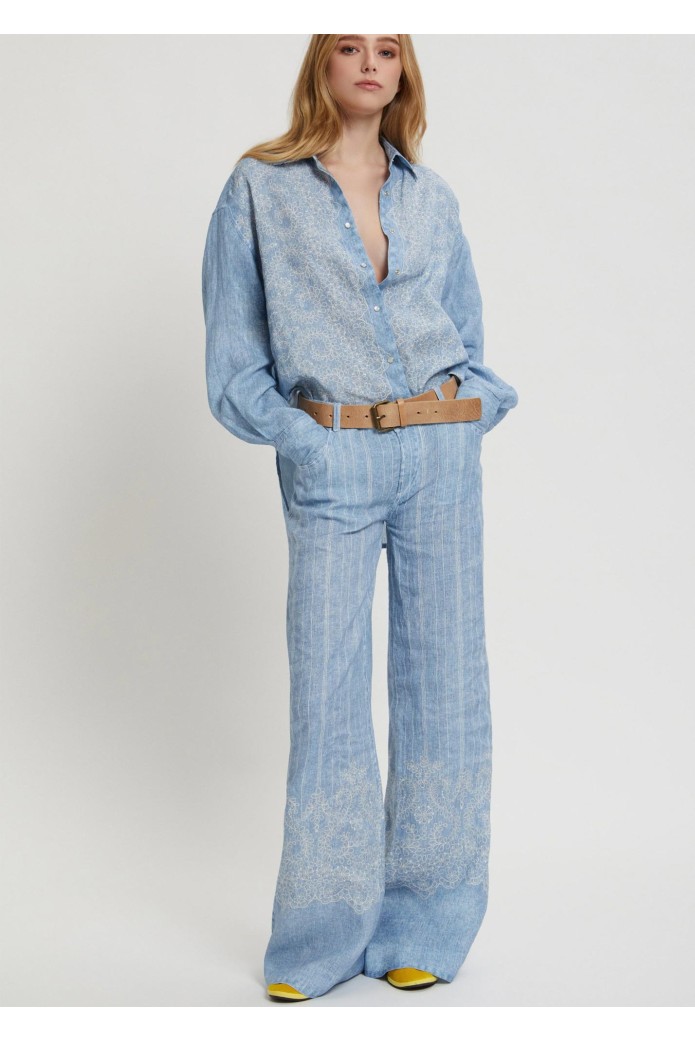 Pantalón estampado de lino - Ermanno Firenze